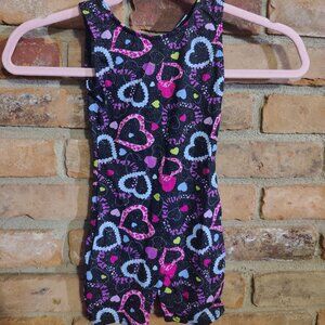 Girls Sparkly Heart Dance/Gymnastics Biketard XS